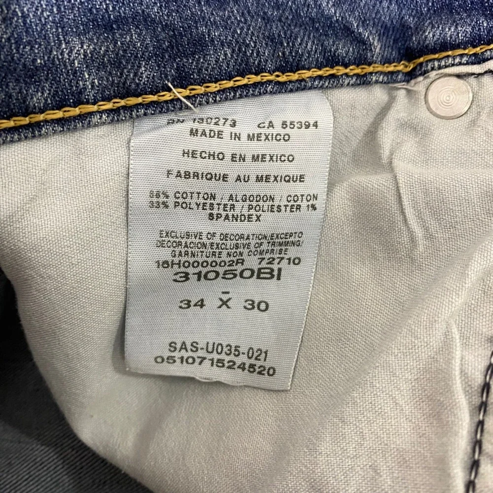 Wrangler Rugged Wear Mens Blue Straight Leg Jeans 34x30 Stretch 31050BI